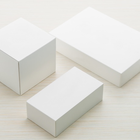 White box White box mock up on wooden background